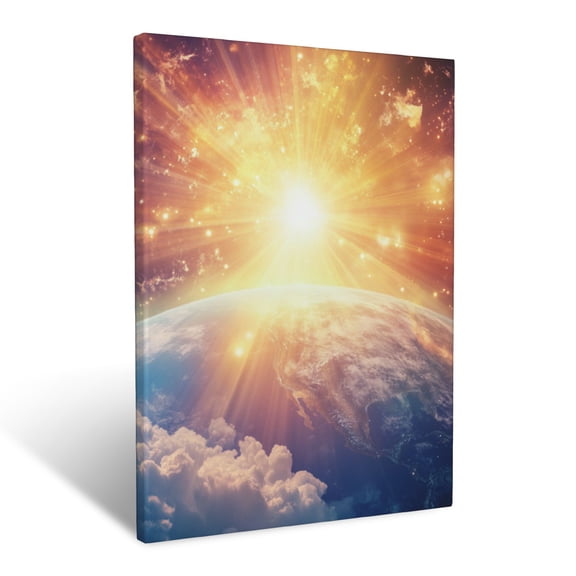 CozyNet Light Breaking Through Clouds Dramatic Rays Touching Earth In Divine Grace Wall Art Prints With Frame Canvas Perfect for Living Room & Bedroom, Ready to Hang, Wall Decor 12"x16"