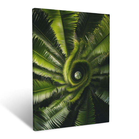 CozyNet Mesmerizing Spiral Of Palm Fronds, Radiating From A Central Focal Point Wall Art Prints With Frame Canvas Perfect for Living Room & Bedroom, Ready to Hang, Wall Decor 12"x16"in