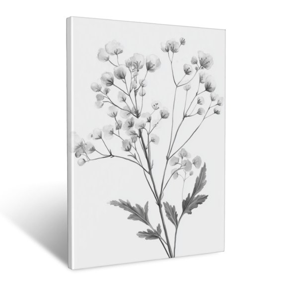 CozyNet Monochrome Botanical Art Featuring Finely Detailed Plant Stems And Petals Wall Art Prints With Frame Canvas Perfect for Living Room & Bedroom, Ready to Hang, Wall Decor 12"x16"in
