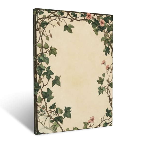 CozyNet Nature Inspired Frame Of Wild Vines, Flowering Stems & Symmetrical Leaf Motifs Wall Art Prints With Frame Canvas Perfect for Living Room & Bedroom, Ready to Hang, Wall Decor 12"x16"in