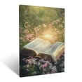 thumbnail image 1 of CozyNet Open Bible Glowing Softly In A Peaceful Meadow, Surrounded By Blooming Flowers Wall Art Prints With Frame Canvas Perfect for Living Room & Bedroom, Ready to Hang, Wall Decor 16"x20", 1 of 10