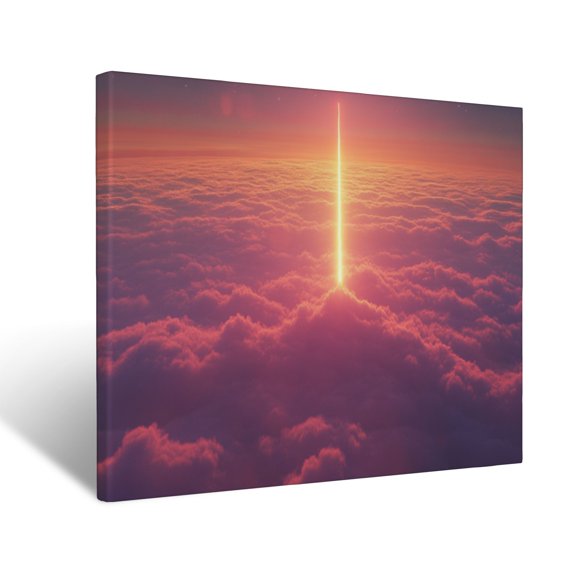 CozyNet Radiant Cross Shining Above The Clouds, Symbolizing Eternal Hope & Divine Presence Wall Art Prints With Frame Canvas Perfect for Living Room & Bedroom, Ready to Hang, Wall Decor 12"x16"