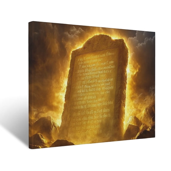 CozyNet Radiant Depiction Of The Ten Commandments Glowing With Divine Light Wall Art Prints With Frame Canvas Perfect for Living Room & Bedroom, Ready to Hang, Wall Decor 12"x16"