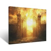CozyNet Radiant Light Glowing Through The Open Gates Of Heaven Powerful Image Of Eternal Hope & Divin Wall Art Prints With Frame Canvas Perfect for Living Room & Bedroom, Wall Decor 12"x16"