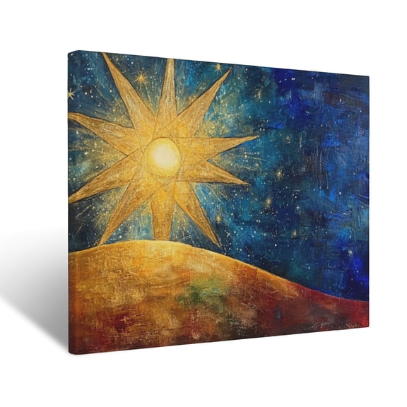 CozyNet Radiant Star Shining Over The Earth, Guiding The Faithful Toward Peace & Hope Wall Art Prints With Frame Canvas Perfect for Living Room & Bedroom, Ready to Hang, Wall Decor 12"x16"