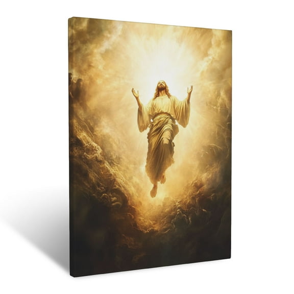 CozyNet The Resurrection Depicted With Jesus Glowing Under Soft Sunlight Wall Art Prints With Frame Canvas Perfect for Living Room & Bedroom, Ready to Hang, Wall Decor 12"x16"