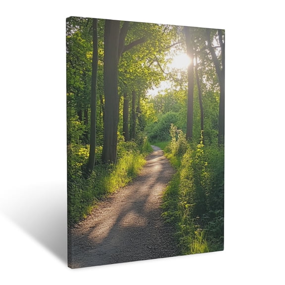 CozyNet Sunlit Path Winding Through Tall Trees & Lush Undergrowth Wall Art Prints With Frame Canvas Perfect for Living Room & Bedroom, Ready to Hang, Wall Decor 12"x16"in
