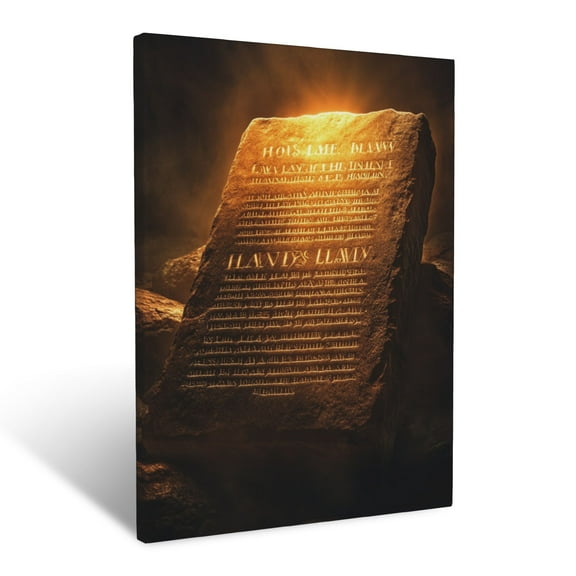 CozyNet The Ten Commandments Engraved On Stone Tablets Glowing In Divine Light God Law Wall Art Prints With Frame Canvas Perfect for Living Room & Bedroom, Ready to Hang, Wall Decor 12"x16"