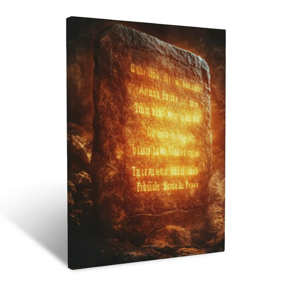 CozyNet The Ten Commandments On Stone Tablets With Glowing Divine Light Wall Art Prints With Frame Canvas Perfect for Living Room & Bedroom, Ready to Hang, Wall Decor 16"x20"