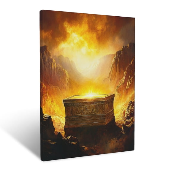CozyNet The Ark Of The Covenant Glowing Softly, Surrounded By Divine Golden Light In A Sacred Setting Wall Art Prints With Frame Canvas Perfect for Living Room & Bedroom, Wall Decor 12"x16"