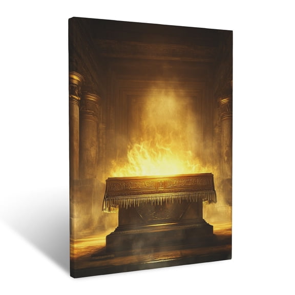 CozyNet The Ark Of The Covenant Glowing With Divine Energy In A Quiet, Sacred Temple Wall Art Prints With Frame Canvas Perfect for Living Room & Bedroom, Ready to Hang, Wall Decor 12"x16"