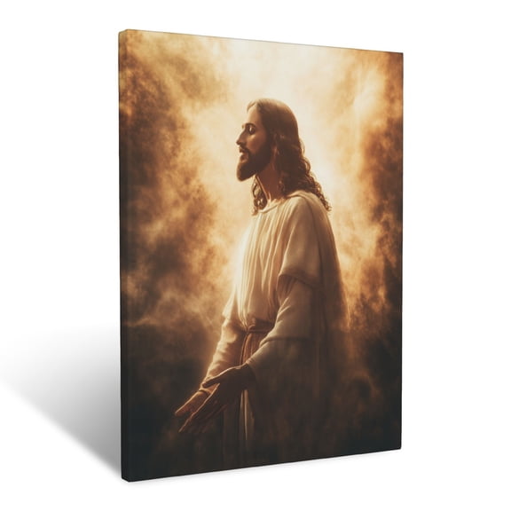 CozyNet The Calming Image Of Jesus Standing With Open Arms Surrounded By Warm, Divine Light Wall Art Prints With Frame Canvas Perfect for Living Room & Bedroom, Ready to Hang, Wall Decor 12"x16"