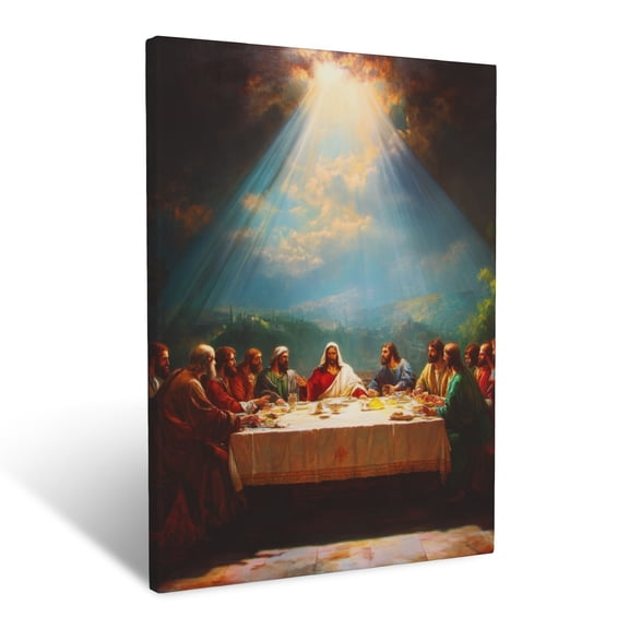 CozyNet The Last Supper Glowing Softly With Divine Rays Above The Table Wall Art Prints With Frame Canvas Perfect for Living Room & Bedroom, Ready to Hang, Wall Decor 16"x20"