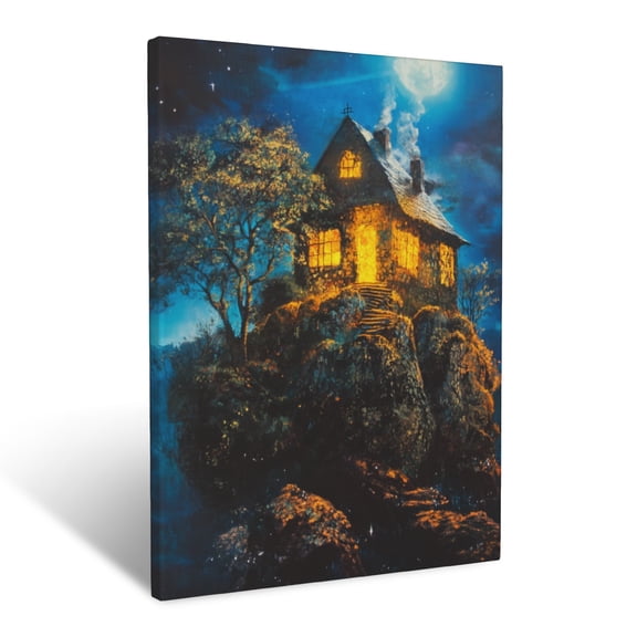 CozyNet The Parable Of The Wise Builder Glowing House On The Rock & Divine Wisdom Shown Wall Art Prints With Frame Canvas Perfect for Living Room & Bedroom, Ready to Hang, Wall Decor 12"x16"