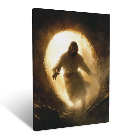 CozyNet The Resurrection Of Jesus, Glowing Softly As He Emerges From The Tomb Bathed In Light Wall Art Prints With Frame Canvas Perfect for Living Room & Bedroom, Ready to Hang, Wall Decor 16"x20"