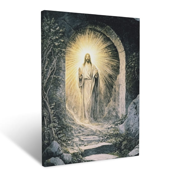 CozyNet The Risen Christ Emerging From The Tomb With Radiant Beams Of Light Wall Art Prints With Frame Canvas Perfect for Living Room & Bedroom, Ready to Hang, Wall Decor 12"x16"