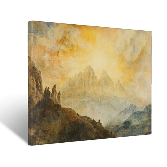 CozyNet The Transfiguration Of Jesus, With Moses & Elijah Appearing In Radiant Light On The Mountain Wall Art Prints With Frame Canvas Perfect for Living Room & Bedroom, Wall Decor 12"x16"