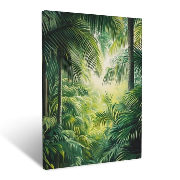 CozyNet Tropical Rainforest Canopy Full Of Lush Palm Fronds & Vines Wall Art Prints With Frame Canvas Perfect for Living Room & Bedroom, Ready to Hang, Wall Decor 12"x16"in