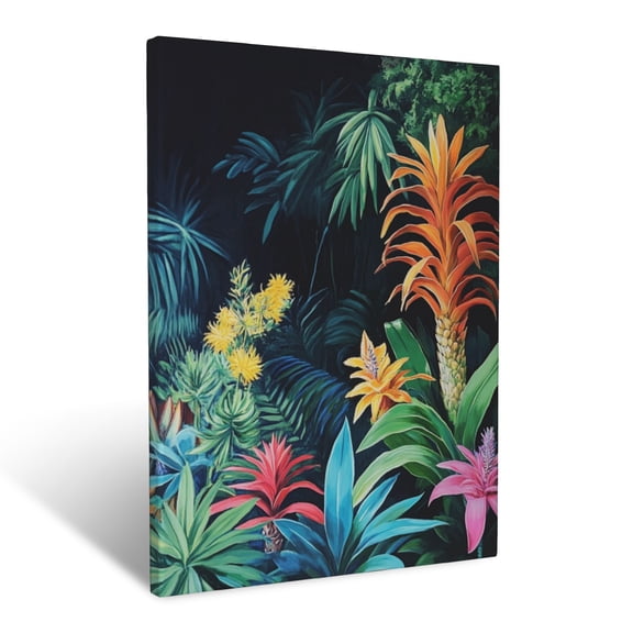 CozyNet Tropical Rainforest Scene Featuring Vibrant Bromeliads & Dense Greenery Wall Art Prints With Frame Canvas Perfect for Living Room & Bedroom, Ready to Hang, Wall Decor 12"x16"in