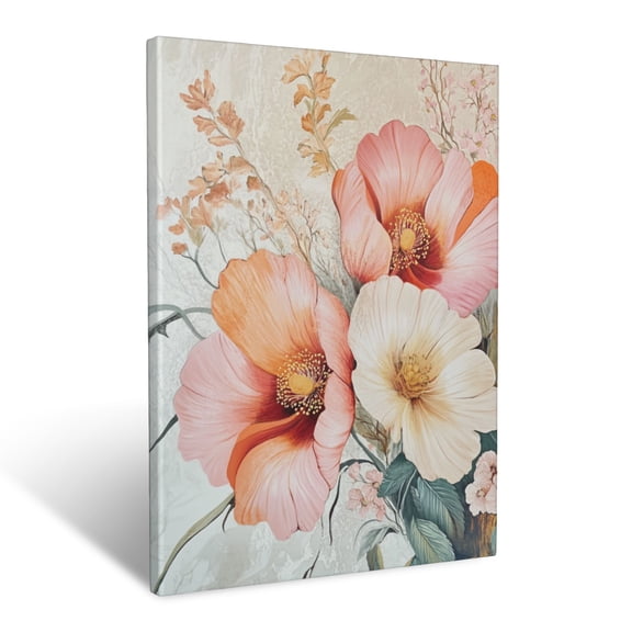 CozyNet Vintage Botanical Wallpaper With Repeating Floral Designs And Intricate Patterns Wall Art Prints With Frame Canvas Perfect for Living Room & Bedroom, Ready to Hang, Wall Decor 16"x20"in