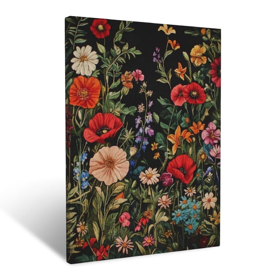 CozyNet Vivid Botanical Tapestry With Poppies, Daisies & Fragrant Herbs Wall Art Prints With Frame Canvas Perfect for Living Room & Bedroom, Ready to Hang, Wall Decor 12"x16"in