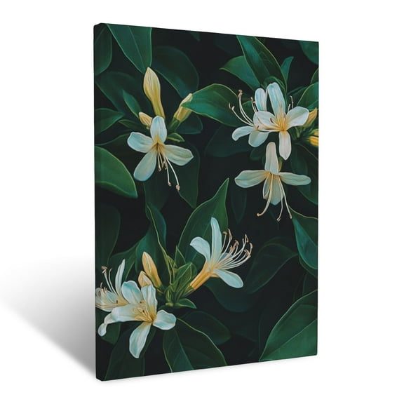 CozyNet Wild Honeysuckle Blossoms Nestled Within Dense Green Foliage Wall Art Prints With Frame Canvas Perfect for Living Room & Bedroom, Ready to Hang, Wall Decor 12"x16"in