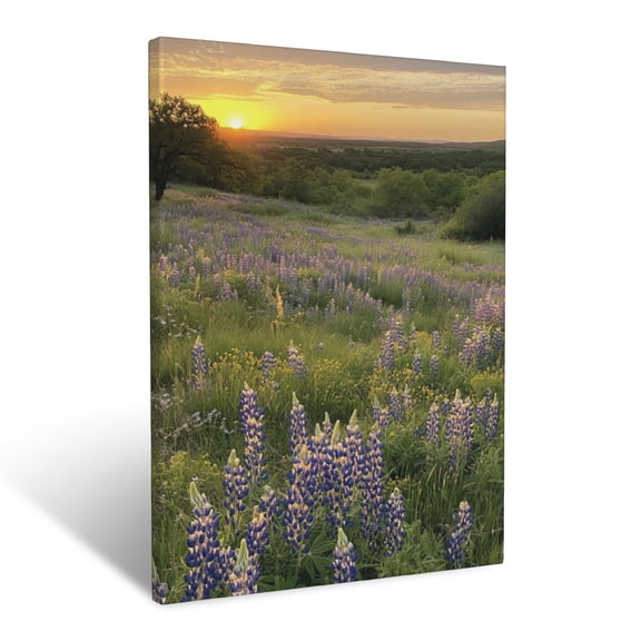 CozyNet Wild Lupines Stretching Across A Vast, Open Meadow At Sunrise Wall Art Prints With Frame Canvas Perfect for Living Room & Bedroom, Ready to Hang, Wall Decor 12"x16"in