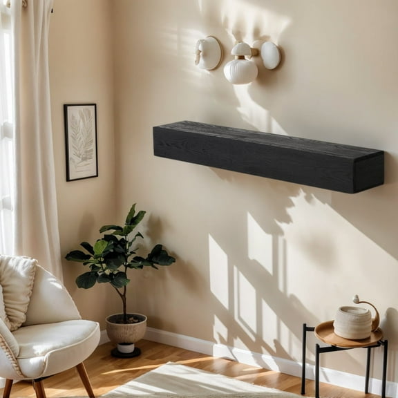 CozyNook 48'' Solid Wood Fireplace Mantel Western Red Cedar Wall-Mounted & Floating Shelf for Home Decor