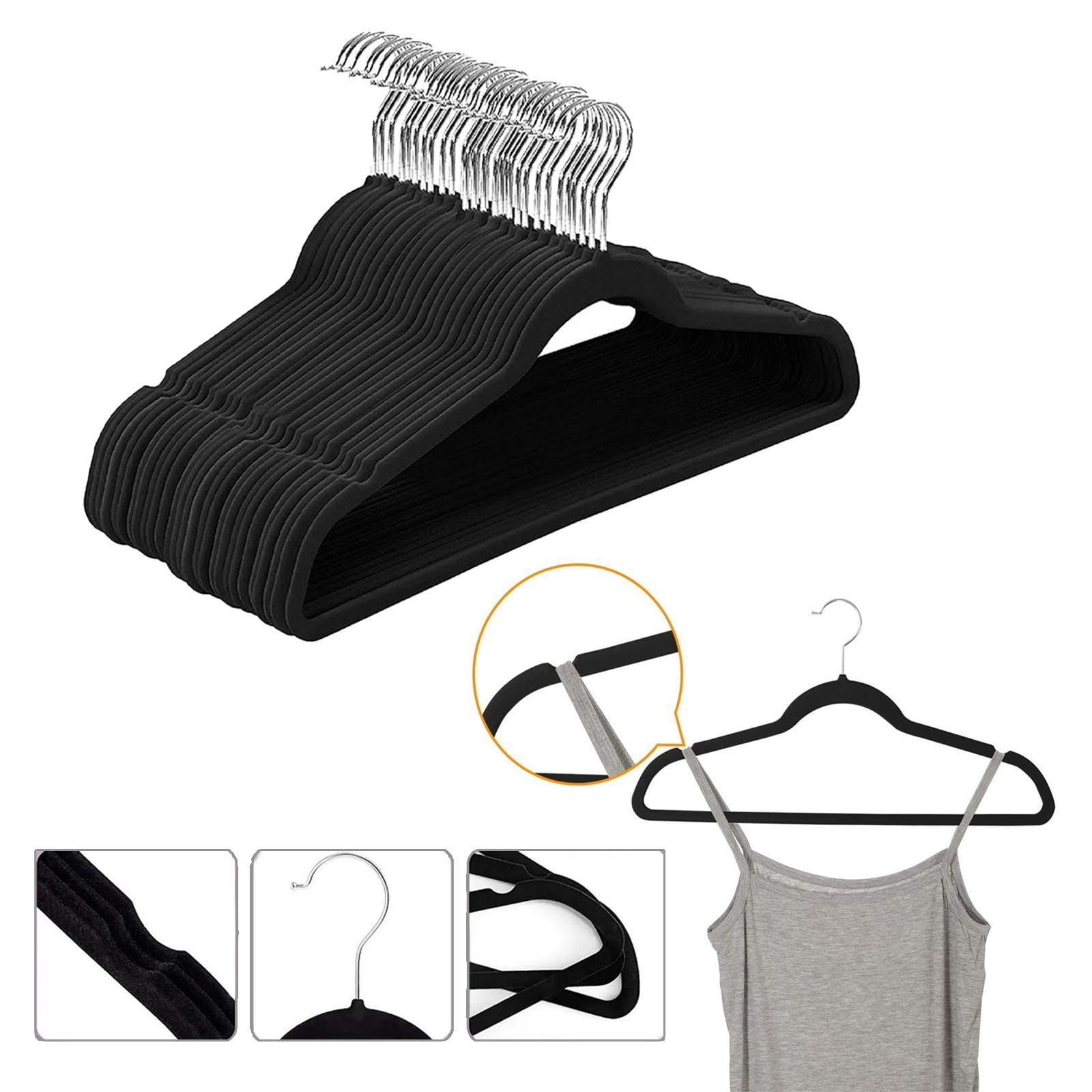 CozyQx Black Velvet Hangers 30 Pack, Premium NonSlip Felt Clothes