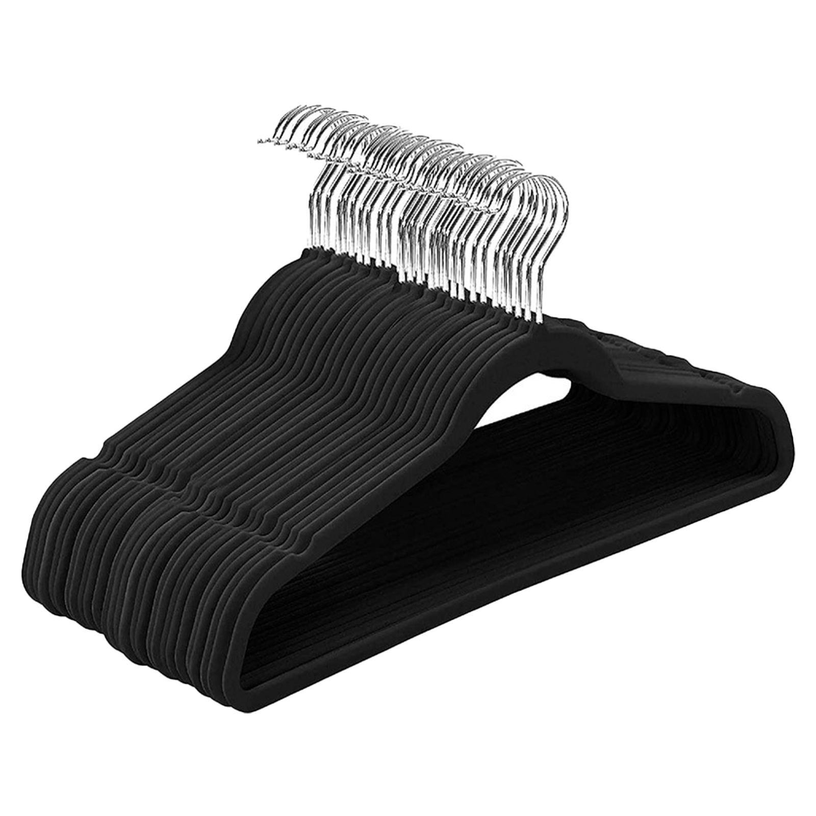 CozyQx Black Velvet Hangers 10 Pack, Premium NonSlip Felt Clothes Hangers, Sturdy Black Heavy
