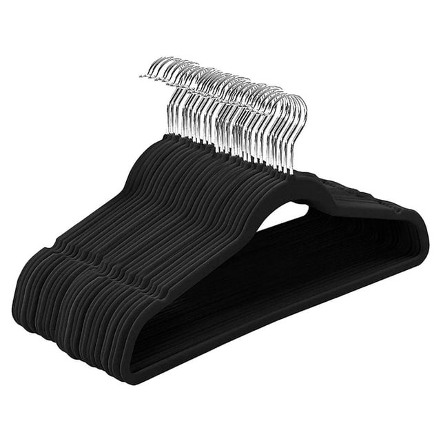CozyQx Black Velvet Hangers 10 Pack, Premium NonSlip Felt Clothes