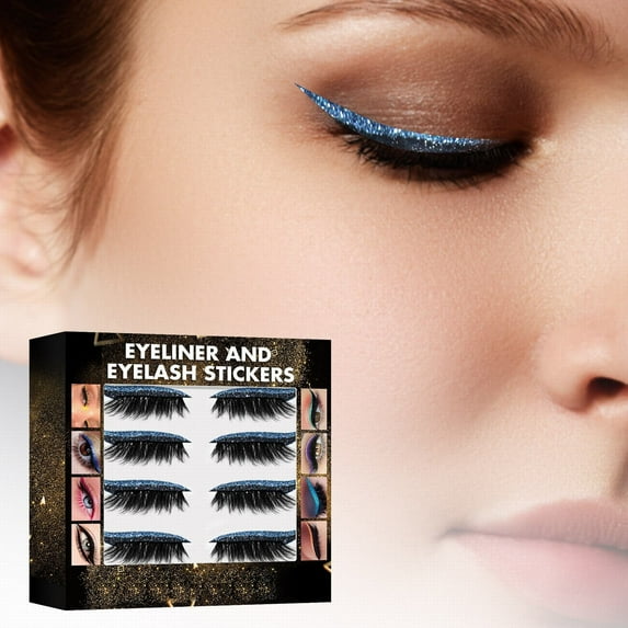 CozyQx Cheap! Eyeliner And Eyelash Stickers 7 Color Glitter Powder Eyeliner Stickers False Eyelash Stickers Stage Eye Makeup Stickers 4ml