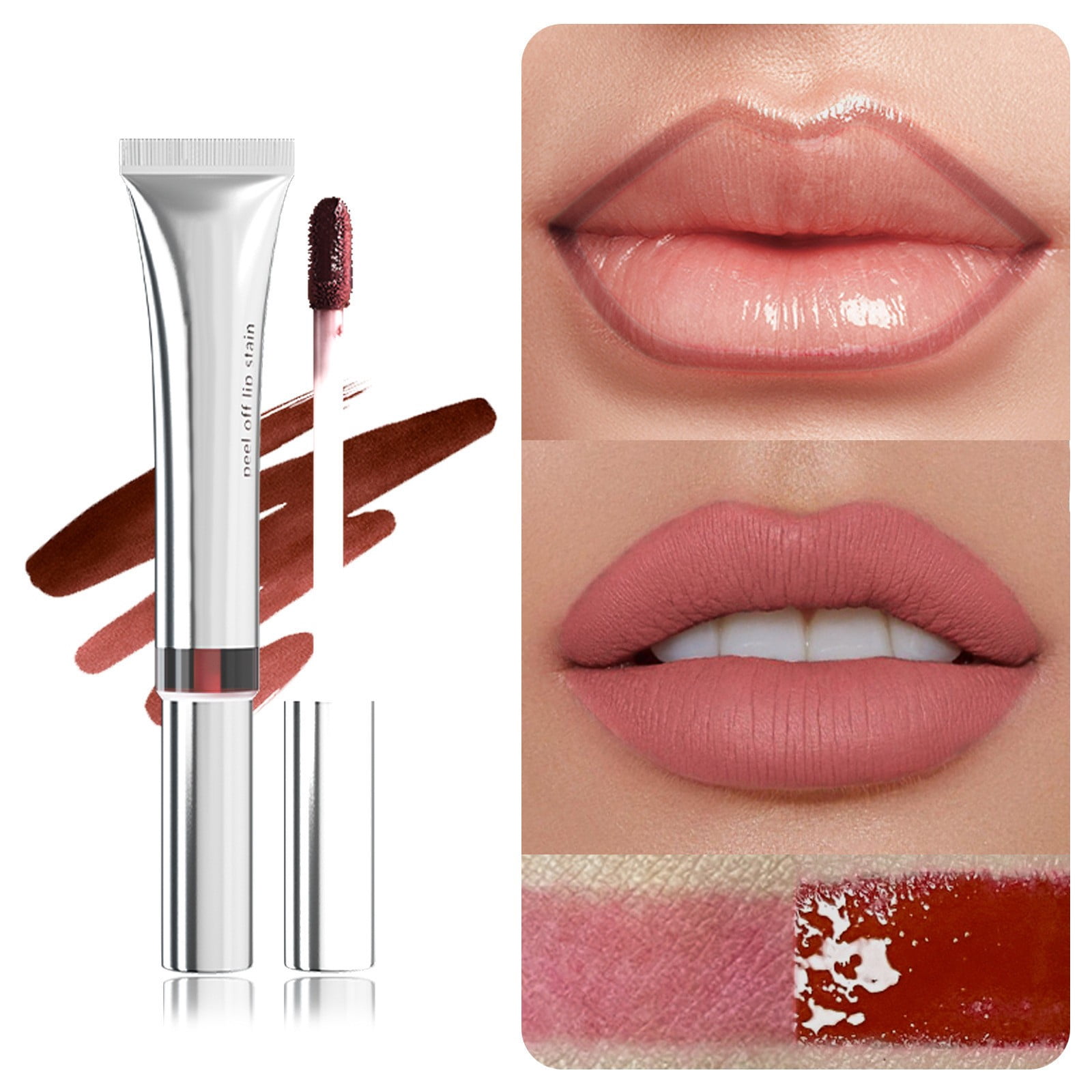 Peel Off Lipliner Set – Wasserfester Lip Stain In Braun, Dunkelbraun, Weinrot, 3x 5ml