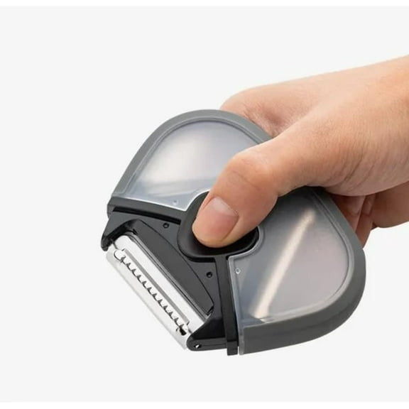 CozySound 3 in 1 Fruit Peeler, 3 Different Stainless Steel Blades and Separate Compartments, Durable and Portable, for Peeling Potatoes Tomatoes Cucumbers Kiwis, Good Kitchen Helper, Black