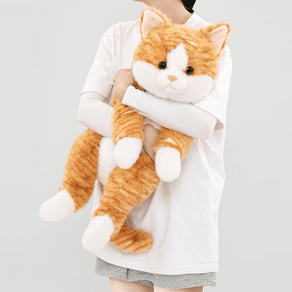 CozyStripe Cat Plush Toy Soft Stuffed Animal Pillow Cute Orange Gray Calico Cat Doll Home Decor Gift