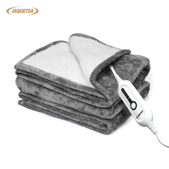 CozyTouch Heated Blanket Electric - 50''x60'' Heating Blanket Throw 4 Hours Auto-Off & 4 Heating Levels Over-Heat Protection, Machine Washable Flannel Sherpa