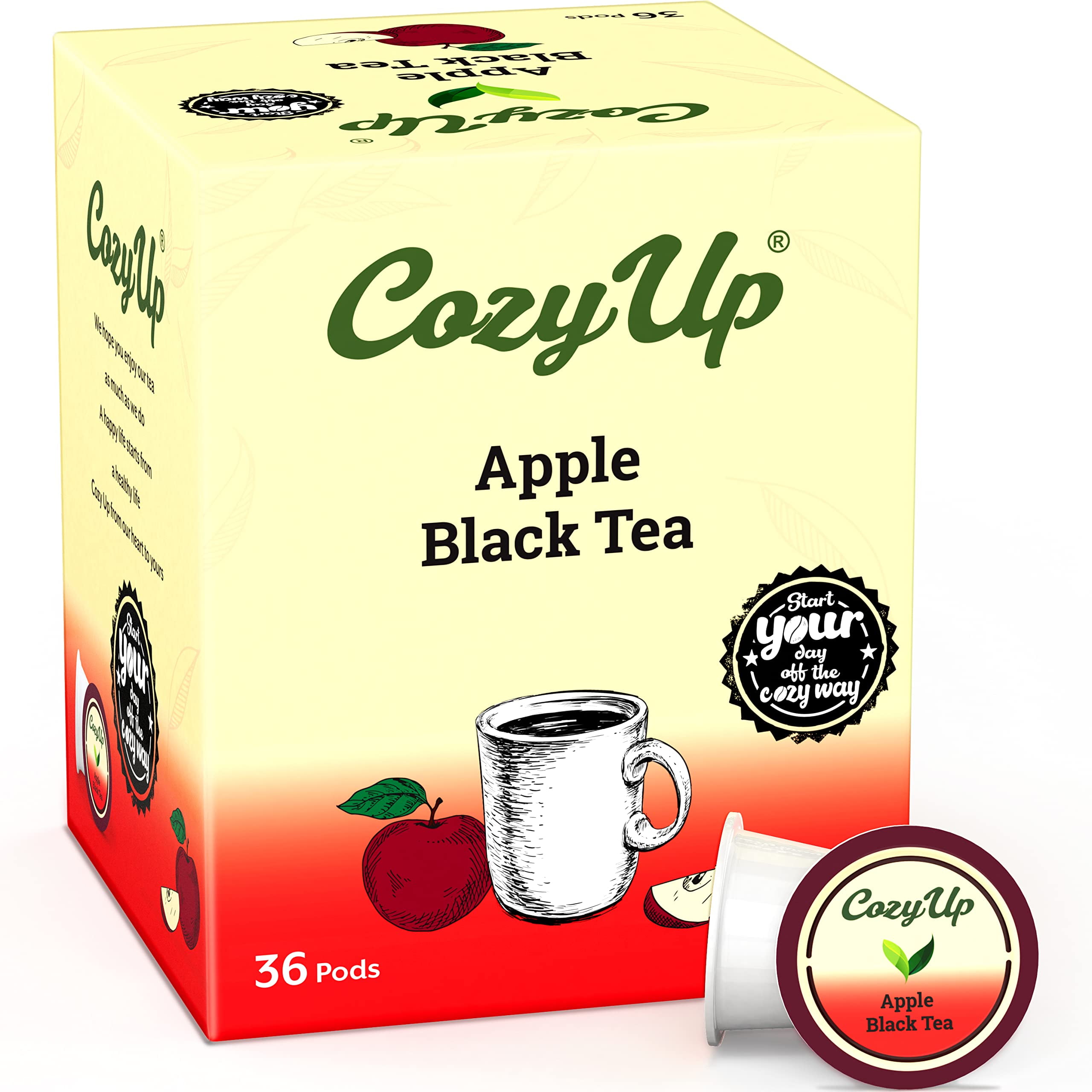 CozyUp Apple Fruit Black Tea Pods, Compatible with Keurig KCup Brewers