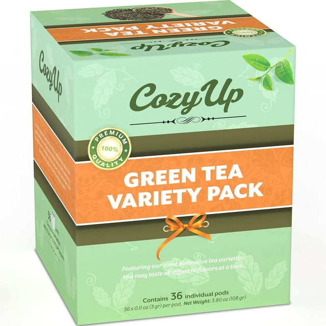 CozyUp Assorted Green Tea Pods Compatible with Keurig KCup Brewers