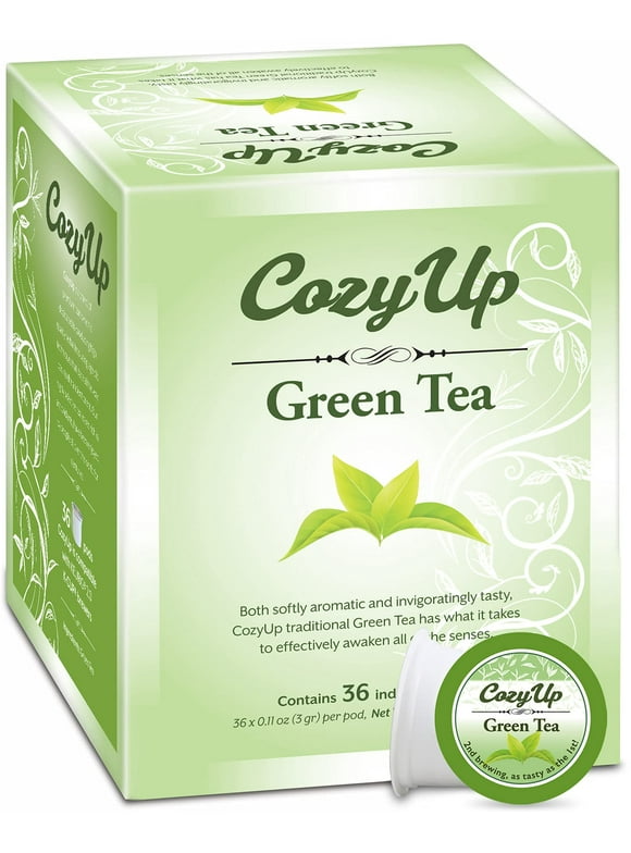 CozyUp Green Tea Pods Compatible with Keurig K-Cup Brewers, 36-Count