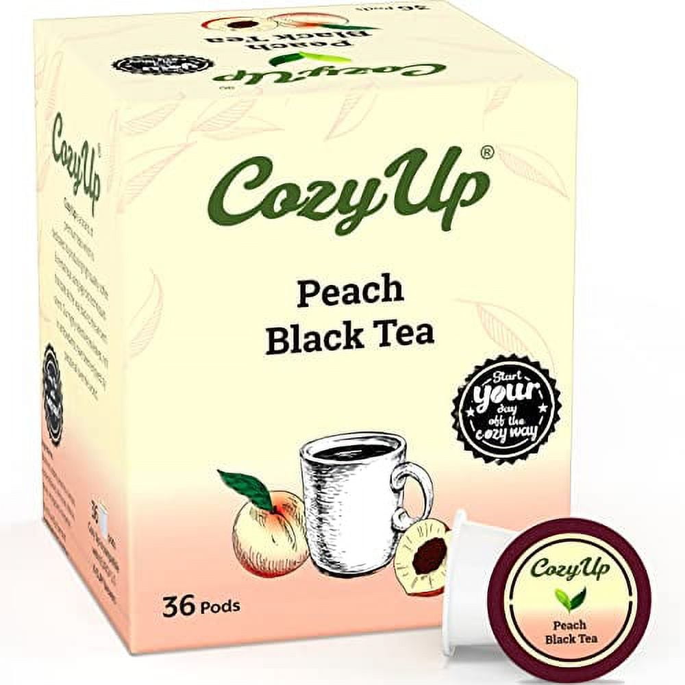 CozyUp Peach Black Tea Pods for Keurig KCup Brewers, 36Count