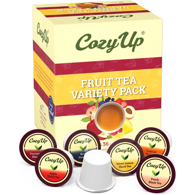 CozyUp Variety Fruit Tea Sampler Pack Pod Compatible with Keurig KCup Brewers, Multiple Flavors