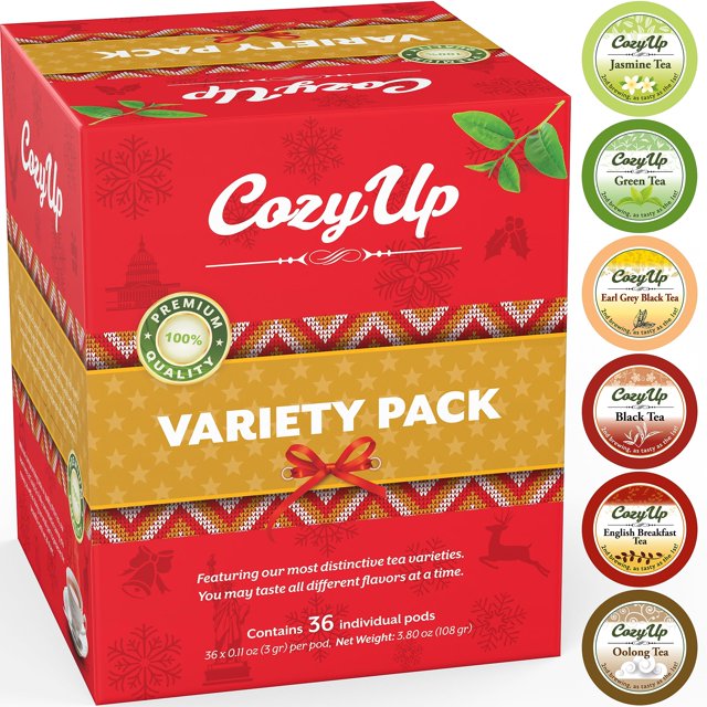 CozyUp Variety Tea Sampler Pack Compatible with Keurig KCup Brewers