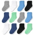 thumbnail image 1 of CozyWay Baby Boy Socks Crew Comfy Cotton Socks For Boys Babies Infants - Soft & Breathable - For Ages 1-11 Months - Multi Color Blue - 12 Pack, 1 of 7