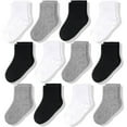 thumbnail image 1 of CozyWay Baby & Toddler Crew Socks - Soft Breathable Cotton Baby Socks - Reinforced Toe Construction - 0-6 Months, Black/White/Gray, Pack of 12, 1 of 7