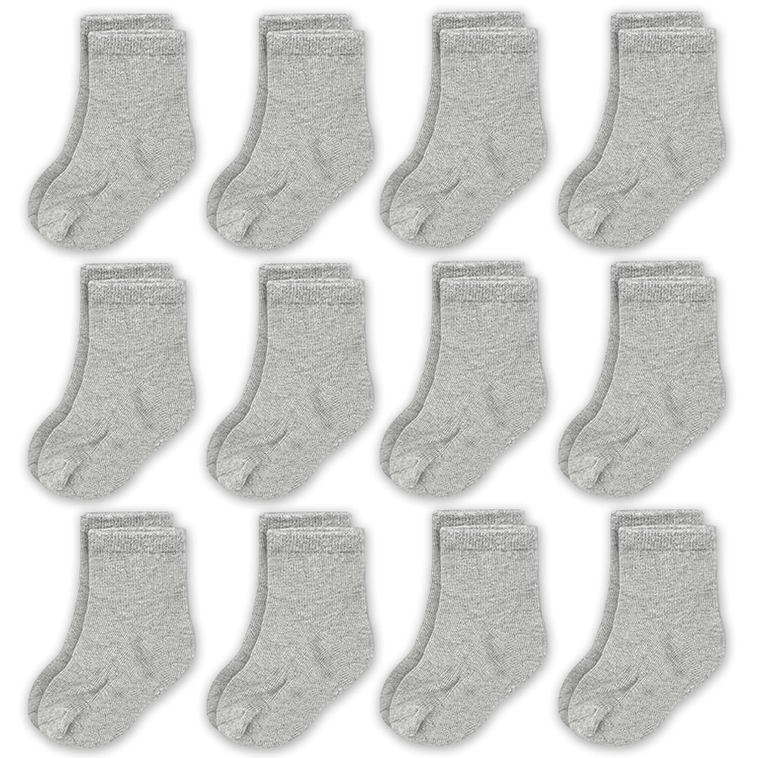 CozyWay Baby Socks Crew Comfy Cotton Socks For Girls and Boys Babies Soft \u0026 Breathable Infant - 6-12 Months Unisex Gray - 12 Pack