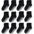 thumbnail image 1 of CozyWay Baby & Toddler Grip Socks - Soft Cotton Baby Socks 6-12 Months - Non-Slip Gripper Soles for Toddlers - Snug Arch Support - 6-12 Months, Black, Crew, 12-Pack, 1 of 7