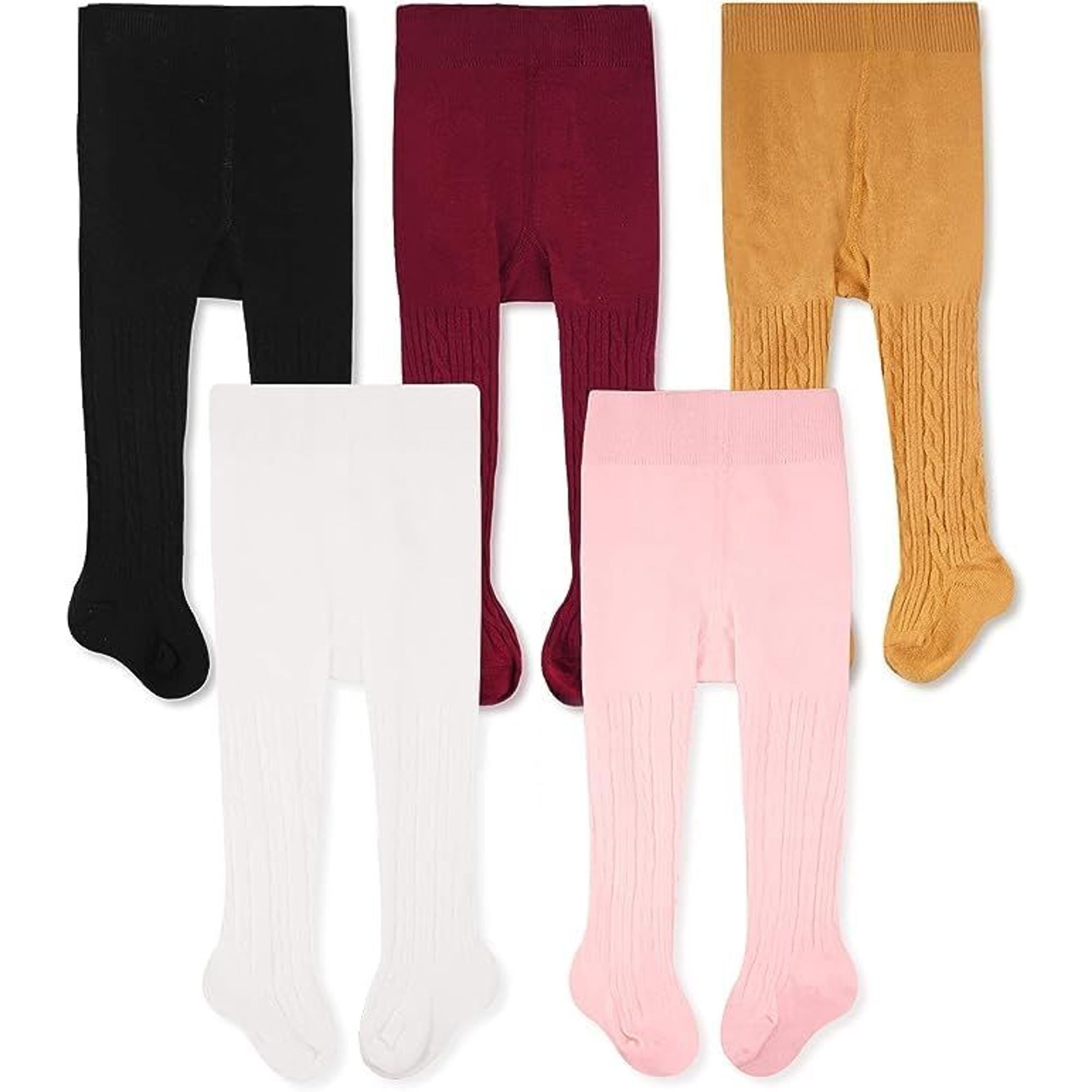 CozyWay Baby Tights - Baby Girl and Boy Leggins Cable Knit Comfy Cotton Infant 0-3 Months Multicolor - 5 Pack