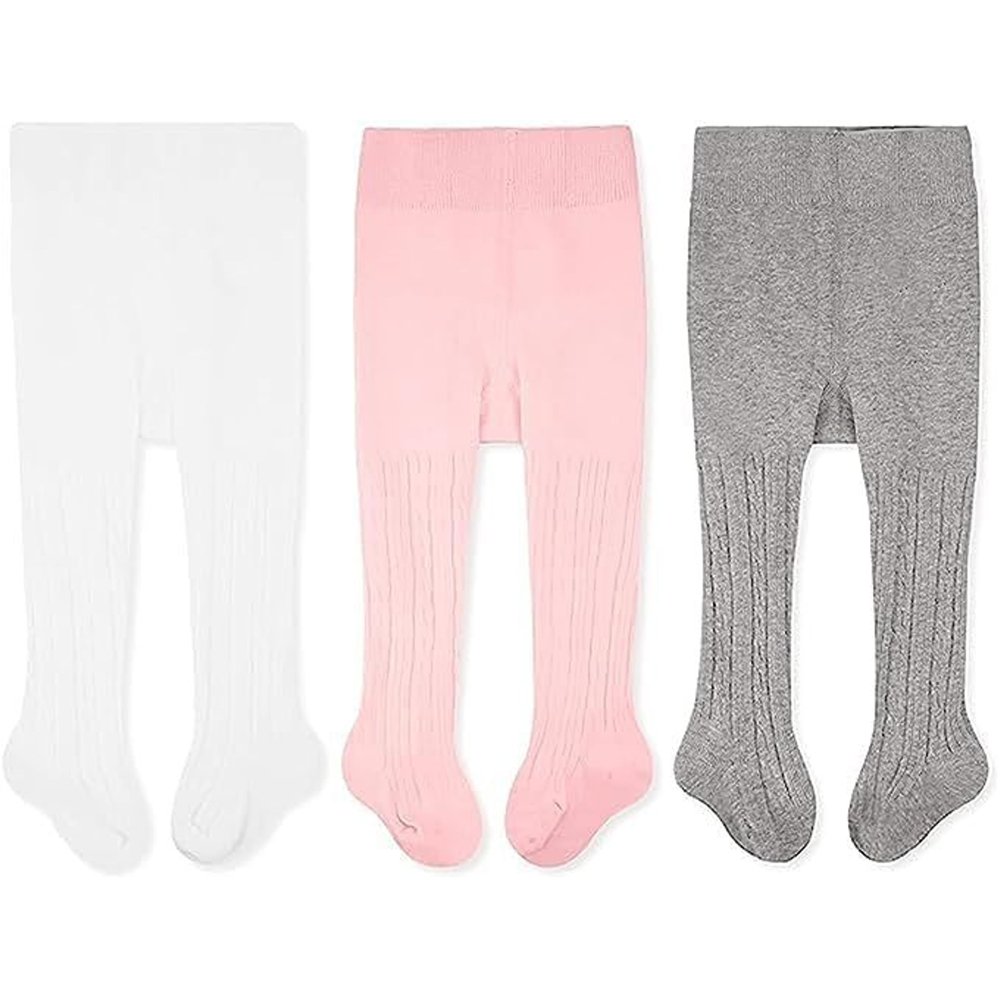 CozyWay Baby Tights - Baby Girl and Boy Leggins Cable Knit Comfy Cotton Infant 0-6 Months Multicolor - 3 Pack