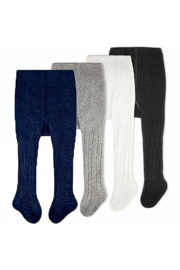 Baby Tights - Baby Girl and Boy Leggins Cable Knit Comfy Cotton Infant 0-6 Months Multicolor - 4 Pack