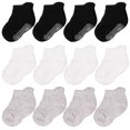 thumbnail image 1 of CozyWay Non-Slip Ankle Style Socks with Grippers, 12 Pack for Baby Boys and Girls, Black White and Gray, 3-5 Years, 1 of 7